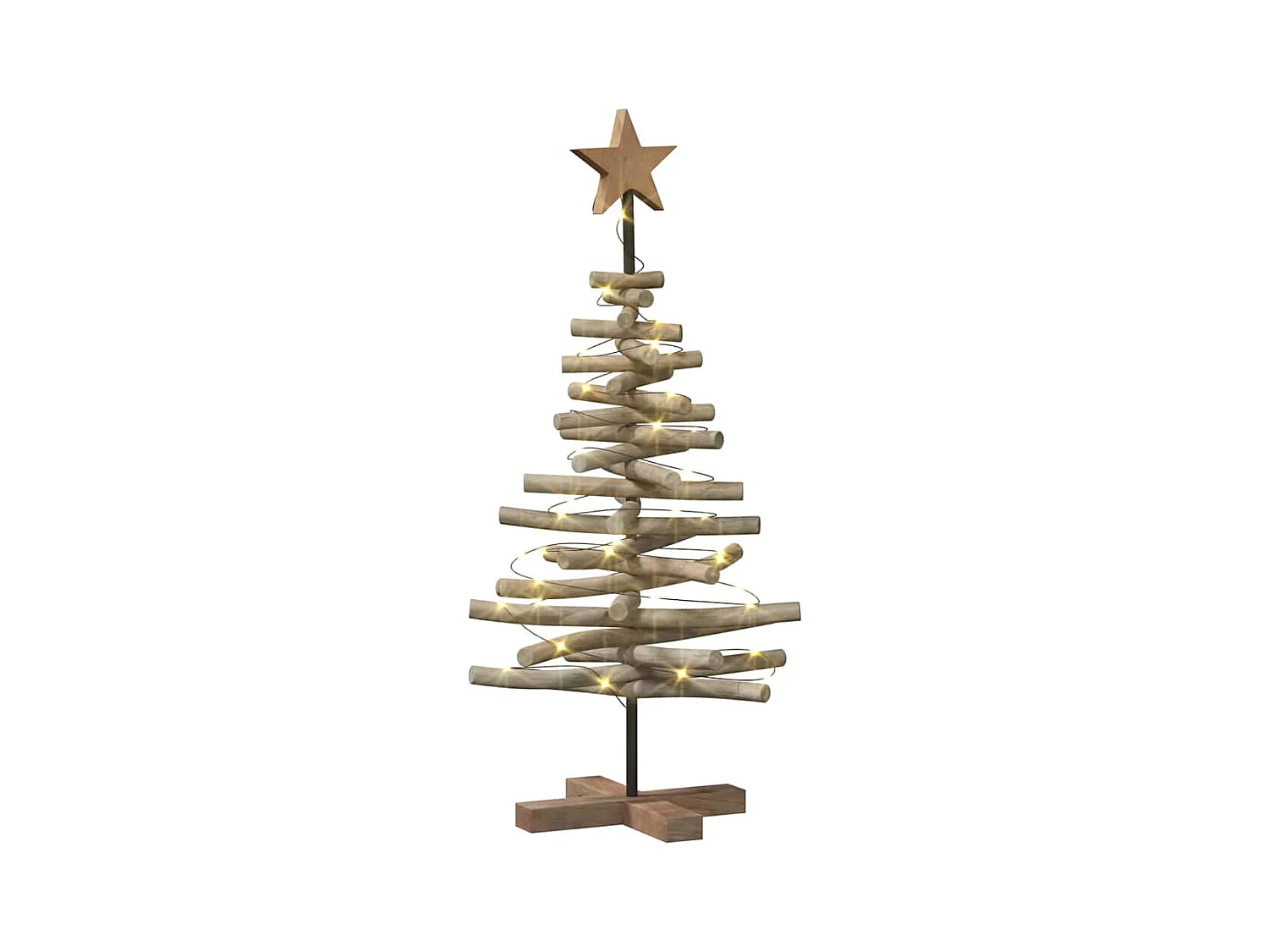 Sapin de Noël avec support Marron 90 cm Bois de teck solide