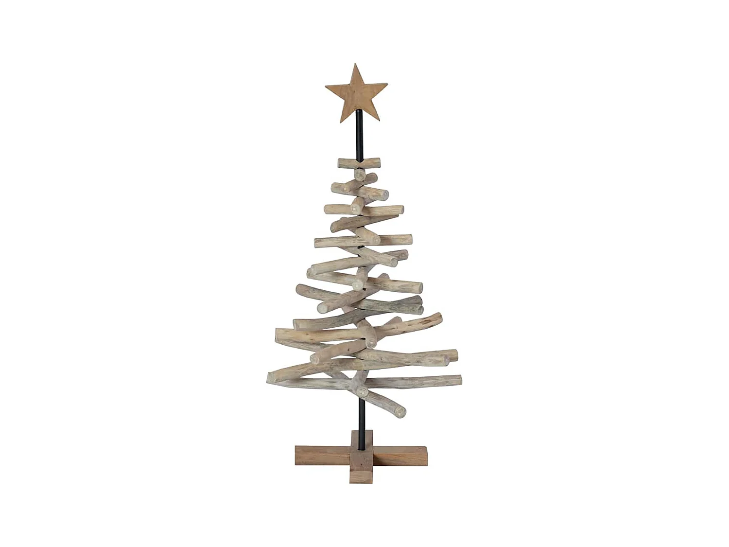 Sapin de Noël avec support Marron 90 cm Bois de teck solide