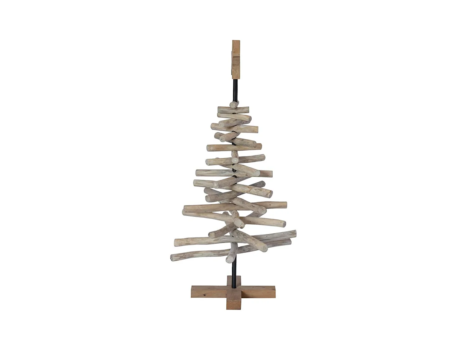 Sapin de Noël avec support Marron 90 cm Bois de teck solide