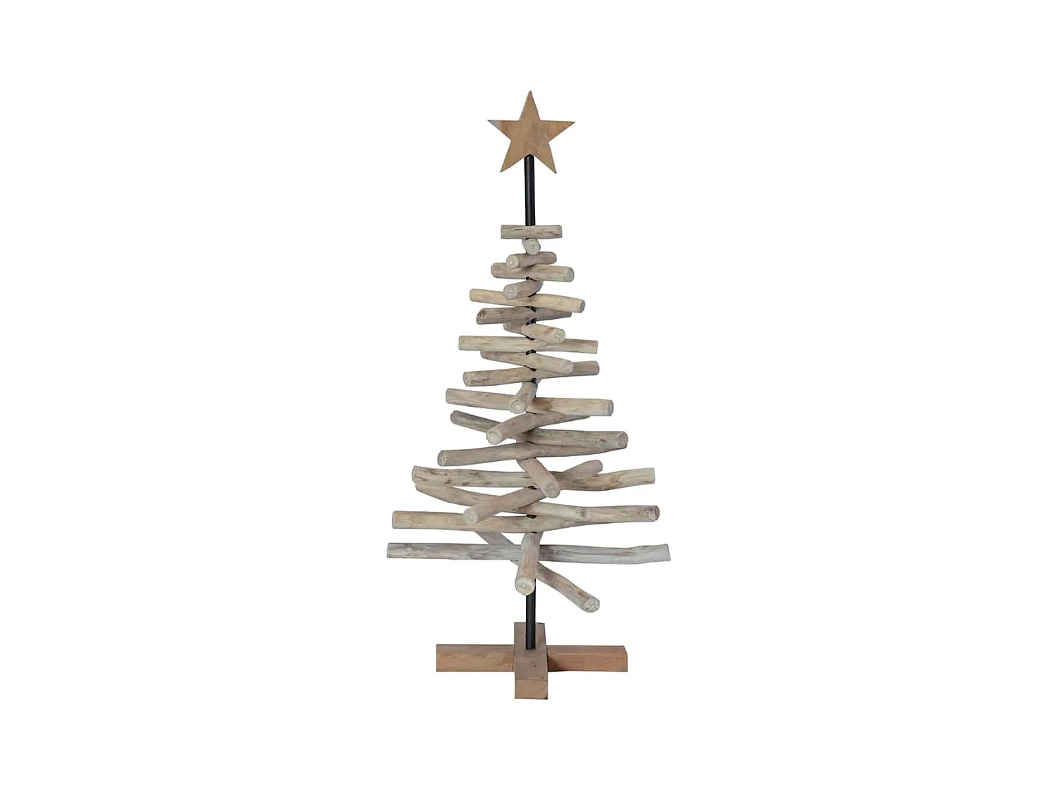 Sapin de Noël avec support Marron 90 cm Bois de teck solide