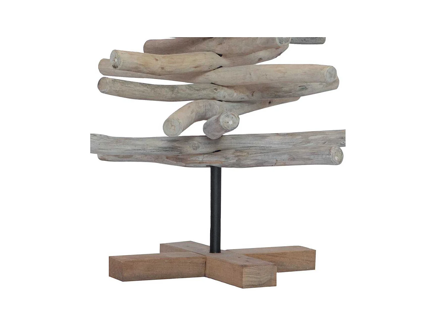 Sapin de Noël avec support Marron 90 cm Bois de teck solide