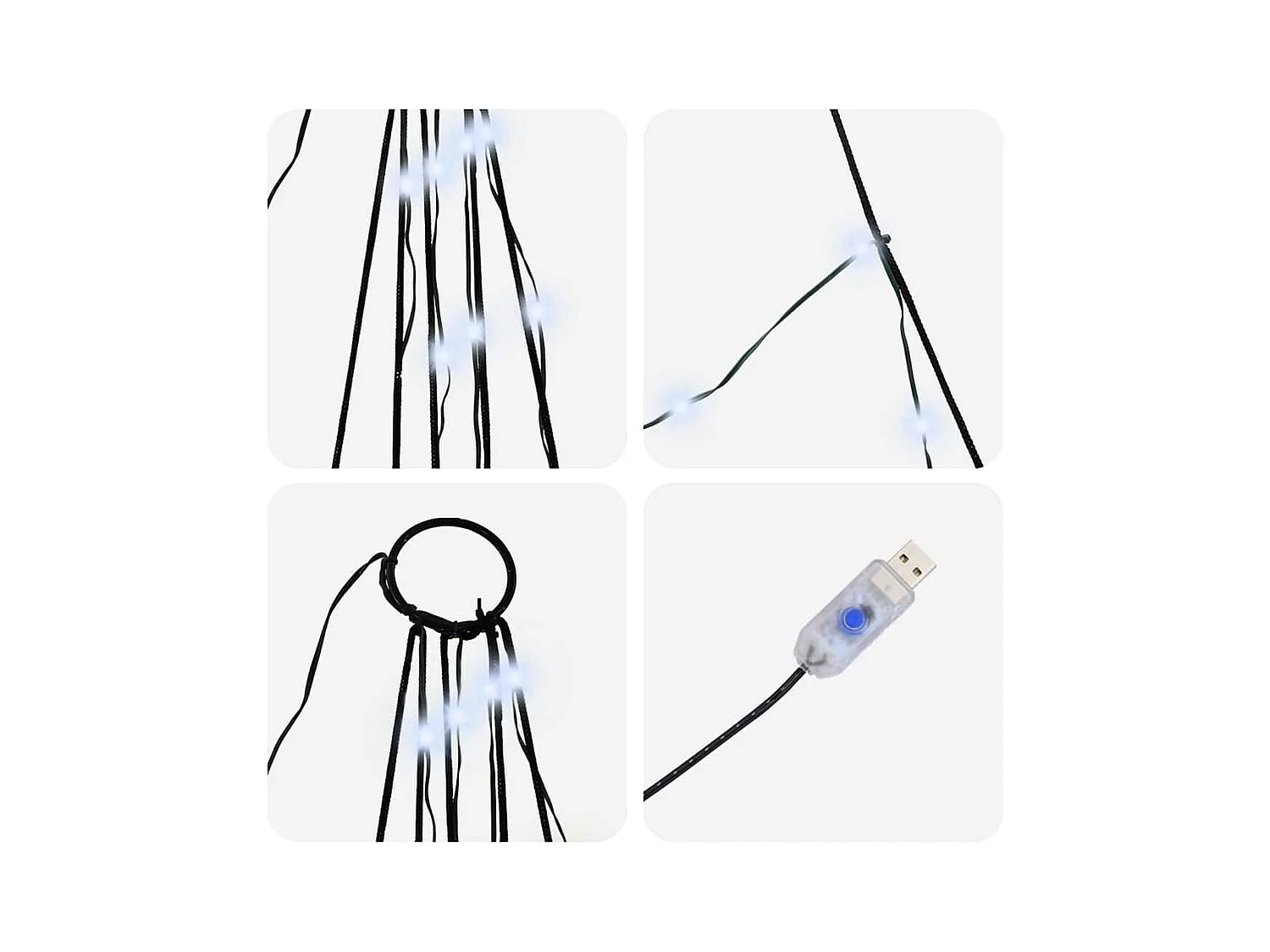 Árvore de Natal LED com 112 LEDs Branco frio 182 cm Metal