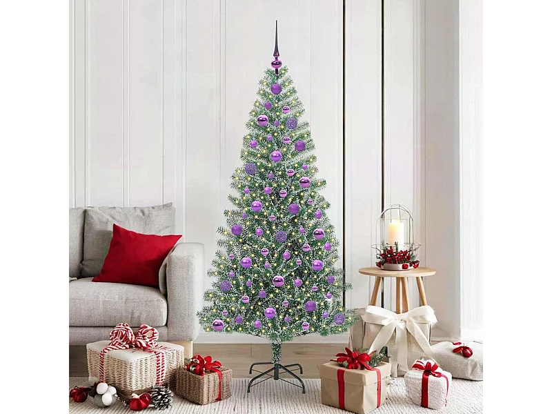 Árbol de Navidad Artificial Nevado con Luz LED Verde y 180 cm