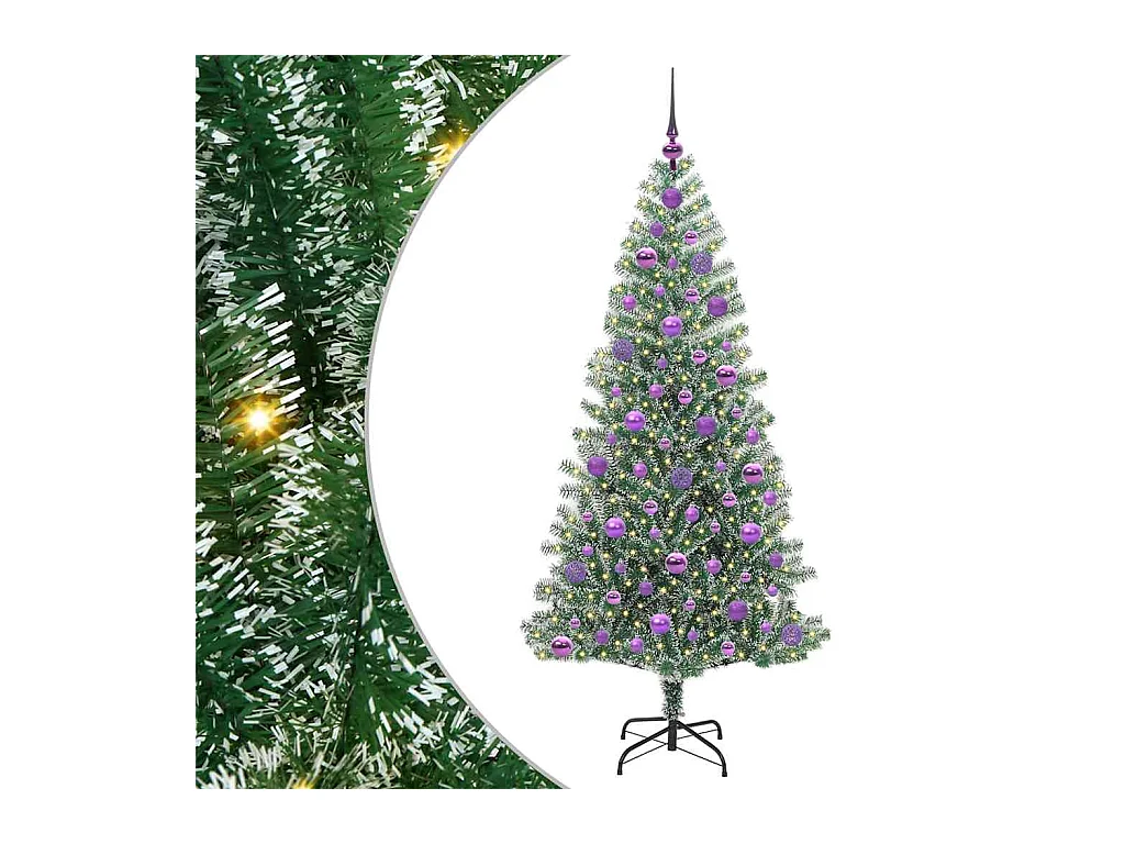 Árbol de Navidad Artificial Nevado con Luz LED Verde y 180 cm