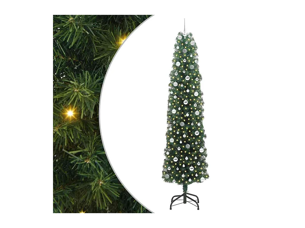 Árbol de Navidad artificial Verde 240 cm PVC, Acero y Plástico