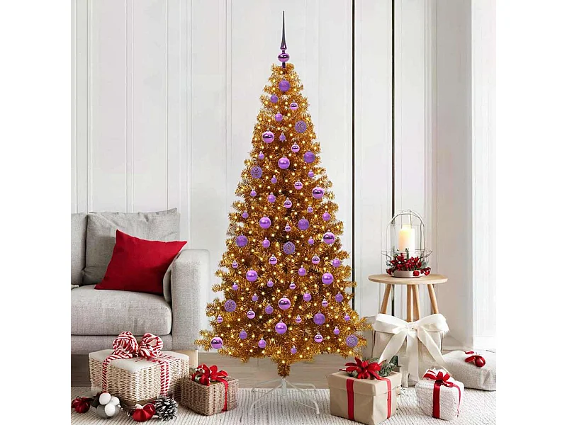 Árvore de Natal com 300 LEDs com suporte Ouro 180 cm PET