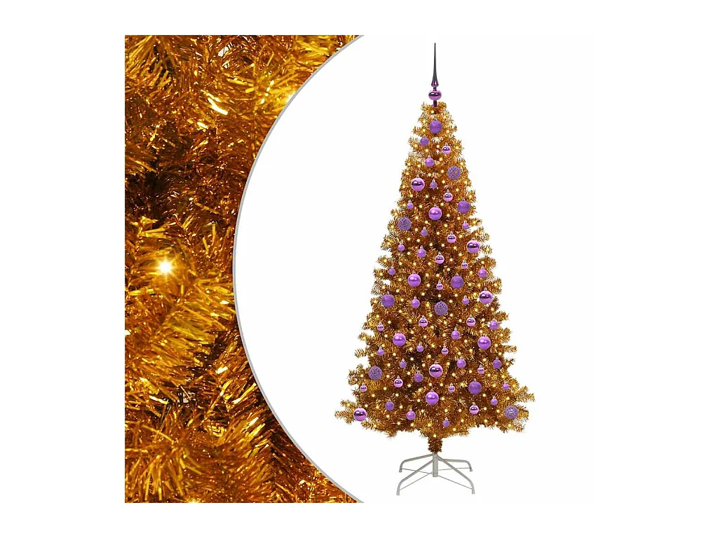 Árvore de Natal com 300 LEDs com suporte Ouro 180 cm PET