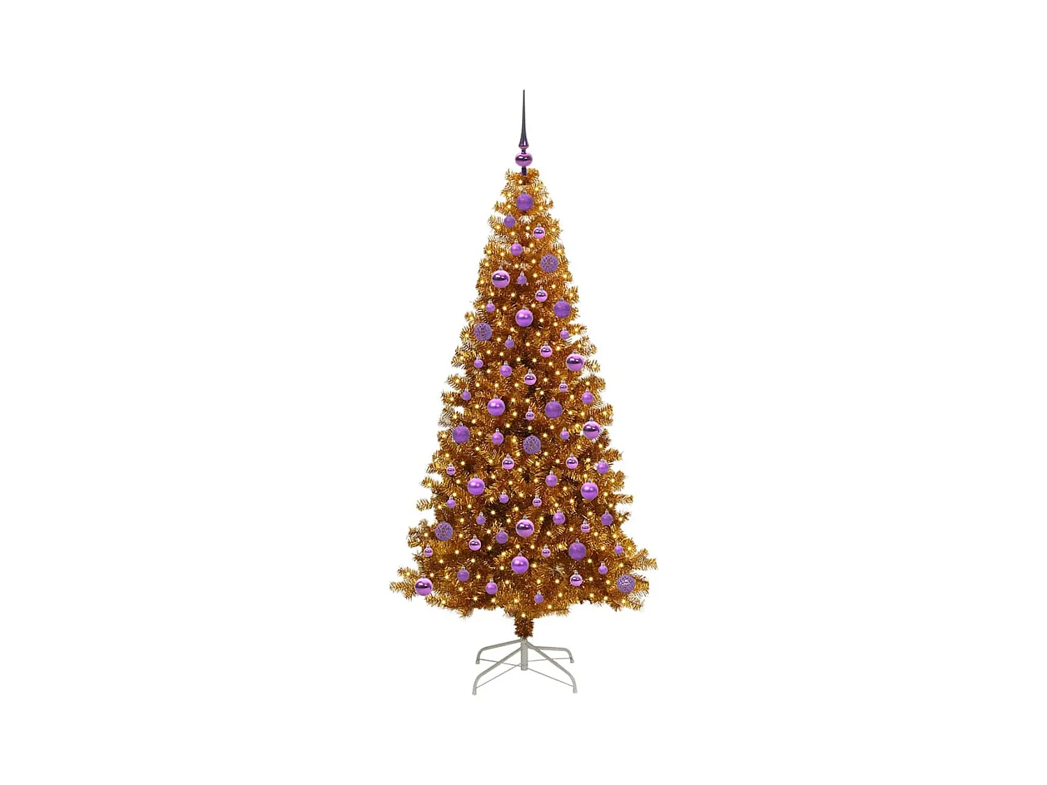 Árvore de Natal com 300 LEDs com suporte Ouro 180 cm PET
