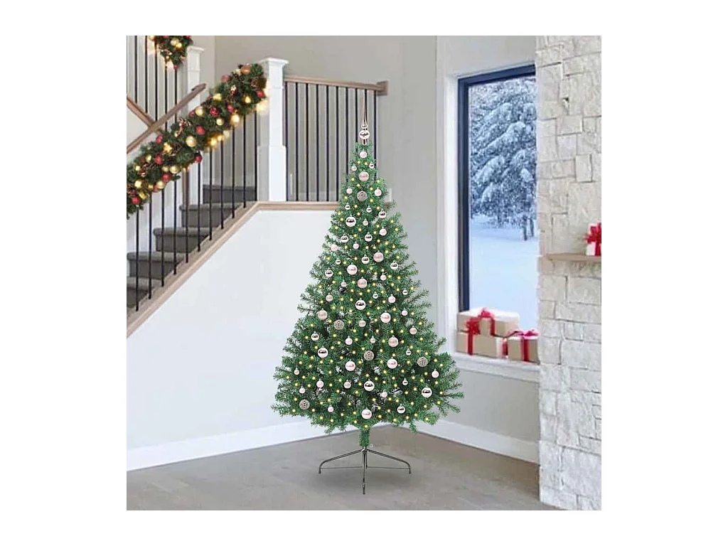 Sapin de Noël artificiel pré-éclairé Vert 240 cm PVC