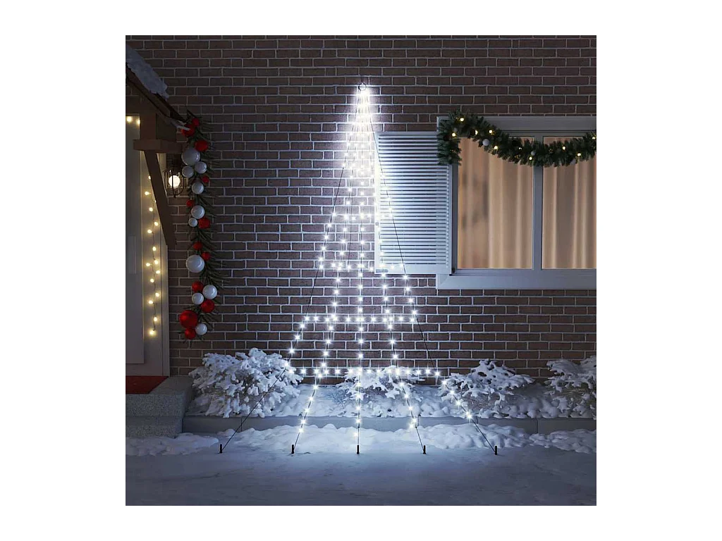 Árvore de Natal LED com 168 LEDs Branco frio 306 cm Metal