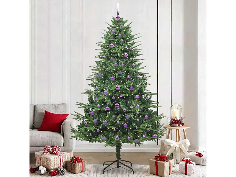 Árbol de Navidad artificial preiluminado con juego de bolas