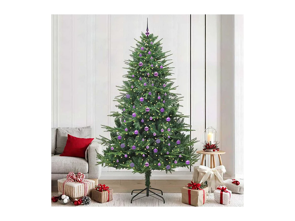 Árbol de Navidad artificial preiluminado con juego de bolas