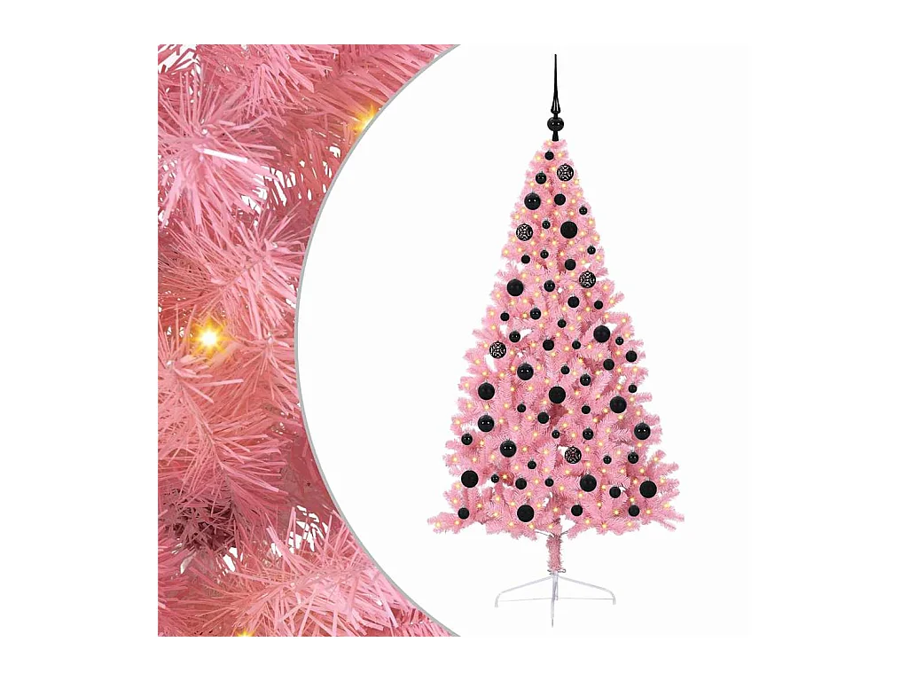 Sapin de Noël artificiel pré-éclairé Rose 180 cm PVC