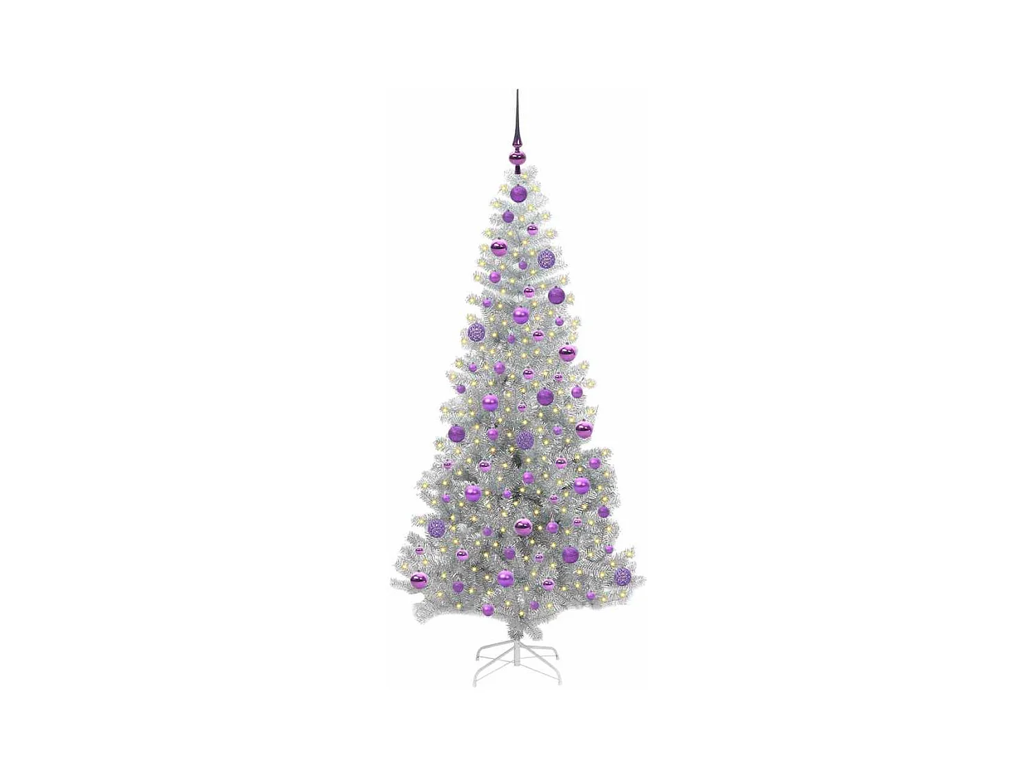 Sapin de Noël avec 300 LED avec support Argent 180 cm PET