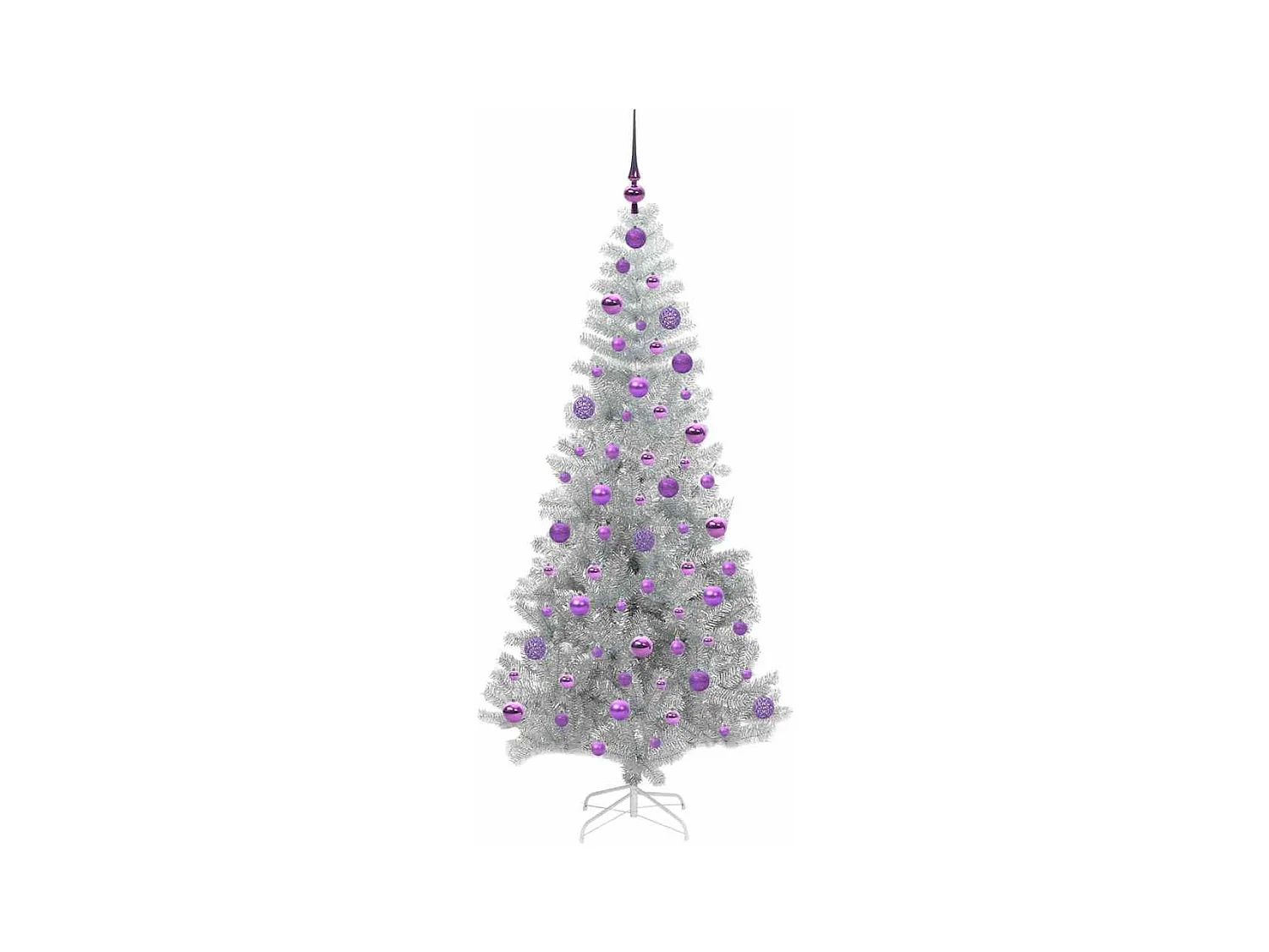 Sapin de Noël avec 300 LED avec support Argent 180 cm PET