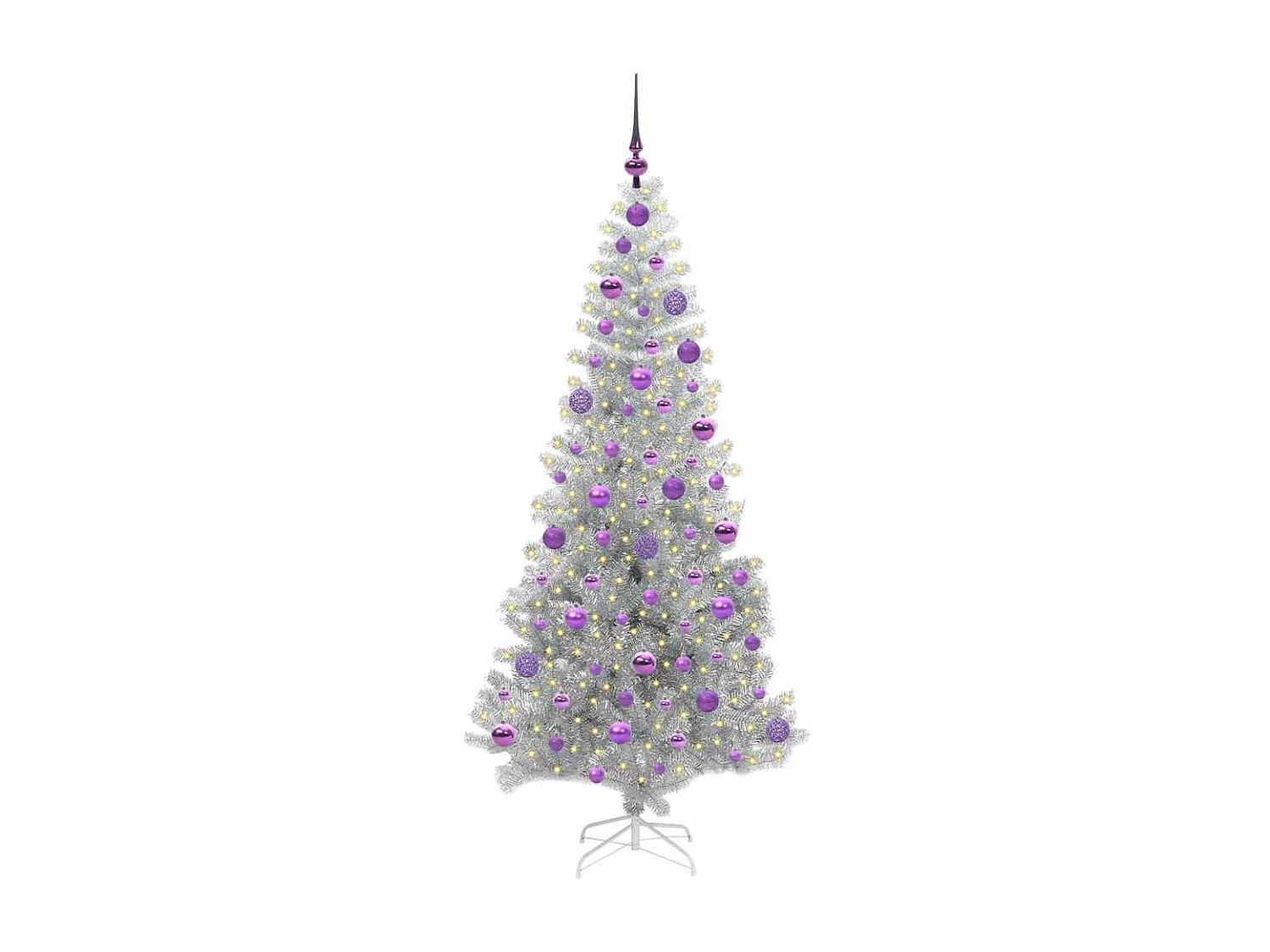 Sapin de Noël avec 300 LED avec support Argent 180 cm PET