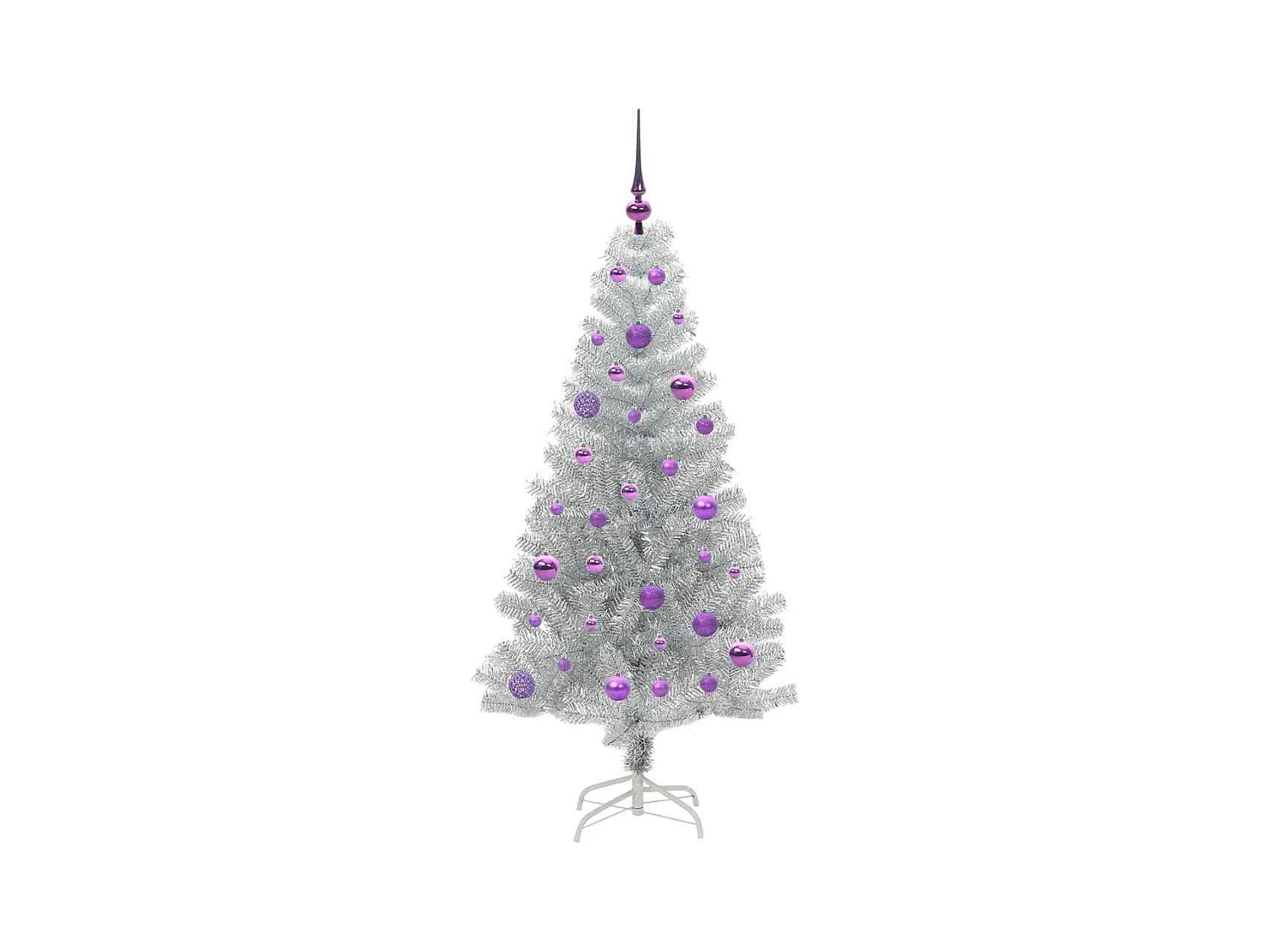 Sapin de Noël avec 150 LED avec support Argent 150 cm PET