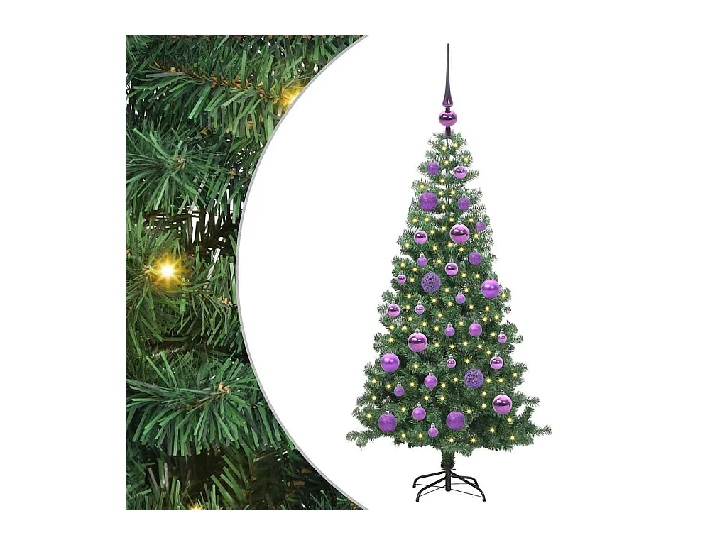 Sapin de Noël avec 150 LED avec support Vert 120 cm PVC