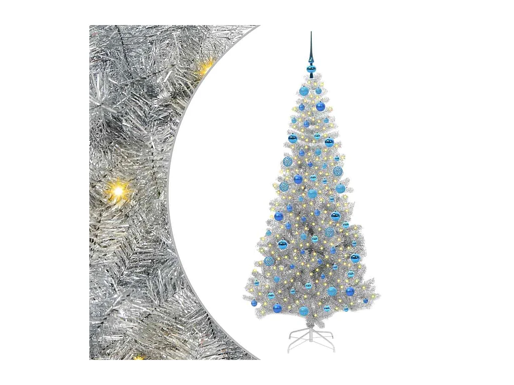 Árbol de Navidad con 300 LED con soporte Plateado 180 cm PET