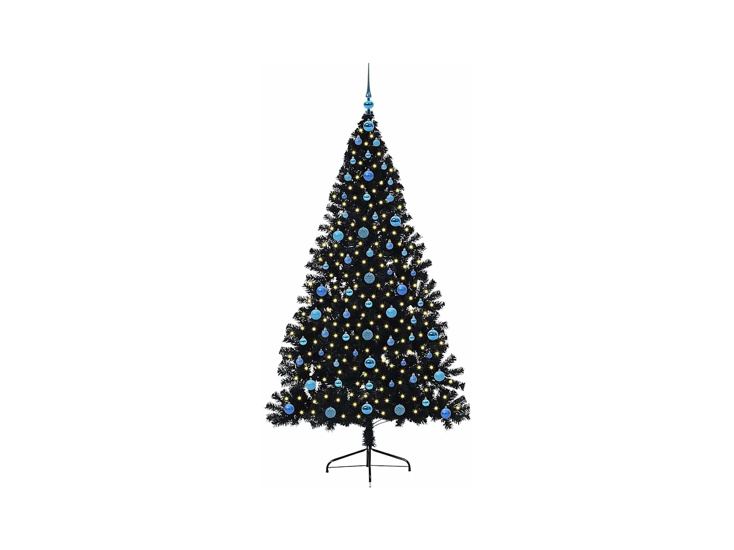 Sapin de Noël artificiel pré-éclairé Noir 210 cm PVC