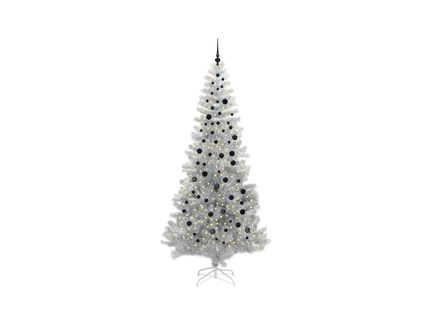 Sapin de Noël avec 300 LED avec support Argent 240 cm PET