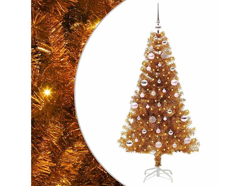Árvore de Natal com 150 LEDs com suporte Ouro 150 cm PET