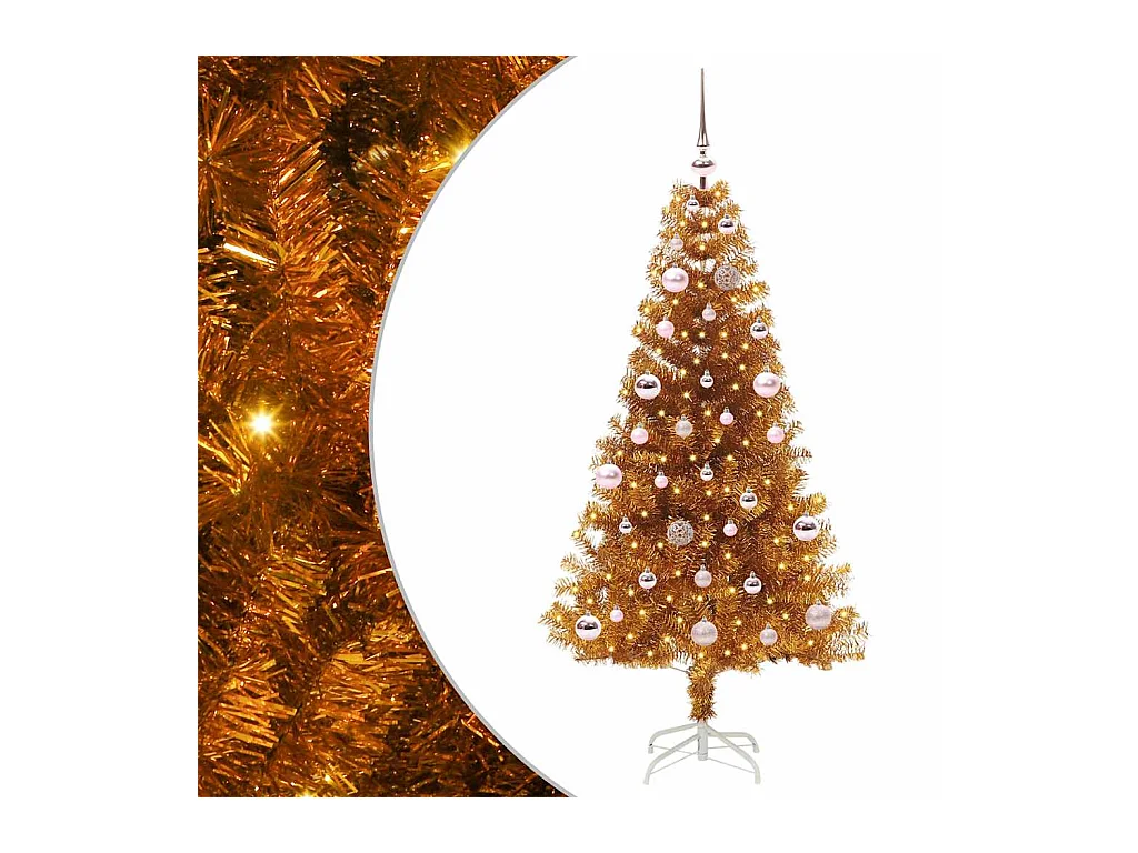 Árvore de Natal com 150 LEDs com suporte Ouro 150 cm PET