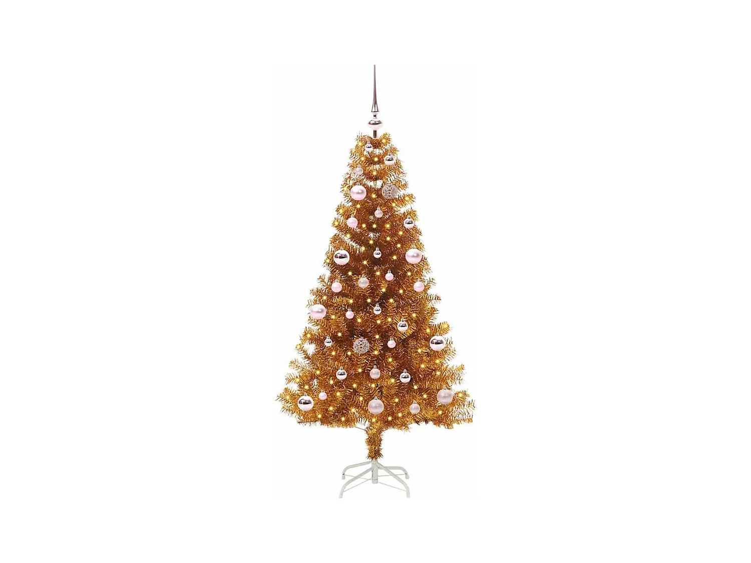 Árvore de Natal com 150 LEDs com suporte Ouro 150 cm PET