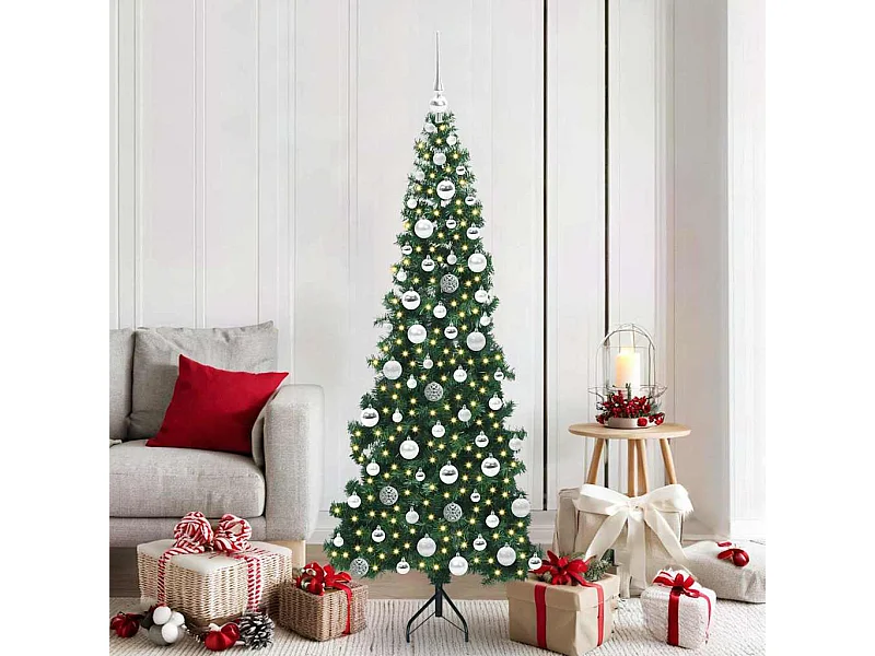 Hoek Kunstkerstboom met 300 LED Groen 180 cm PVC en Metalen