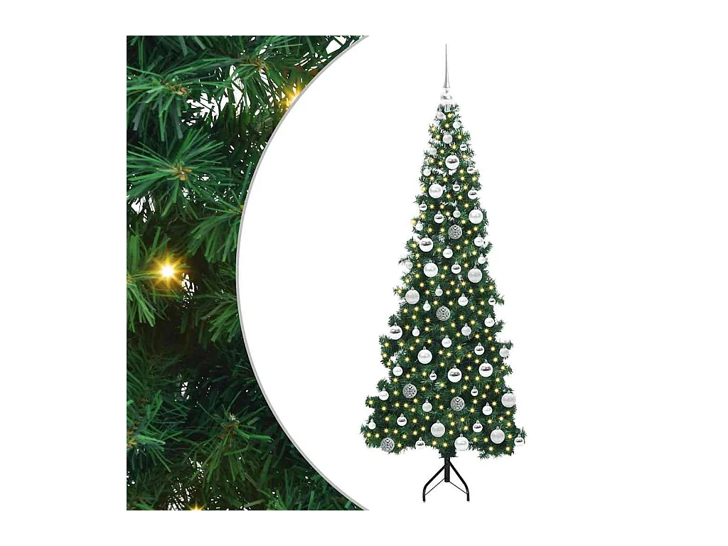 Hoek Kunstkerstboom met 300 LED Groen 180 cm PVC en Metalen