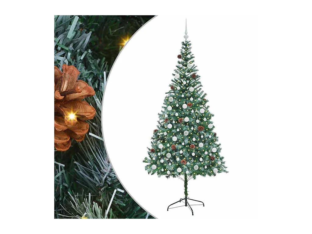 Árvore de Natal Artificial com 300 LEDs Verde 210 cm PVC e Aço