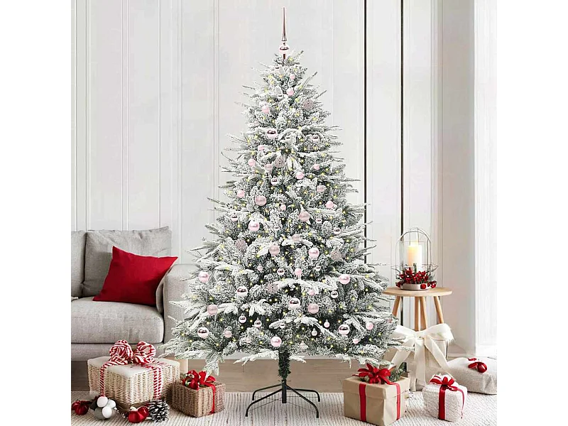 Sapin de Noël artificiel pré-éclairé avec set de boules Vert