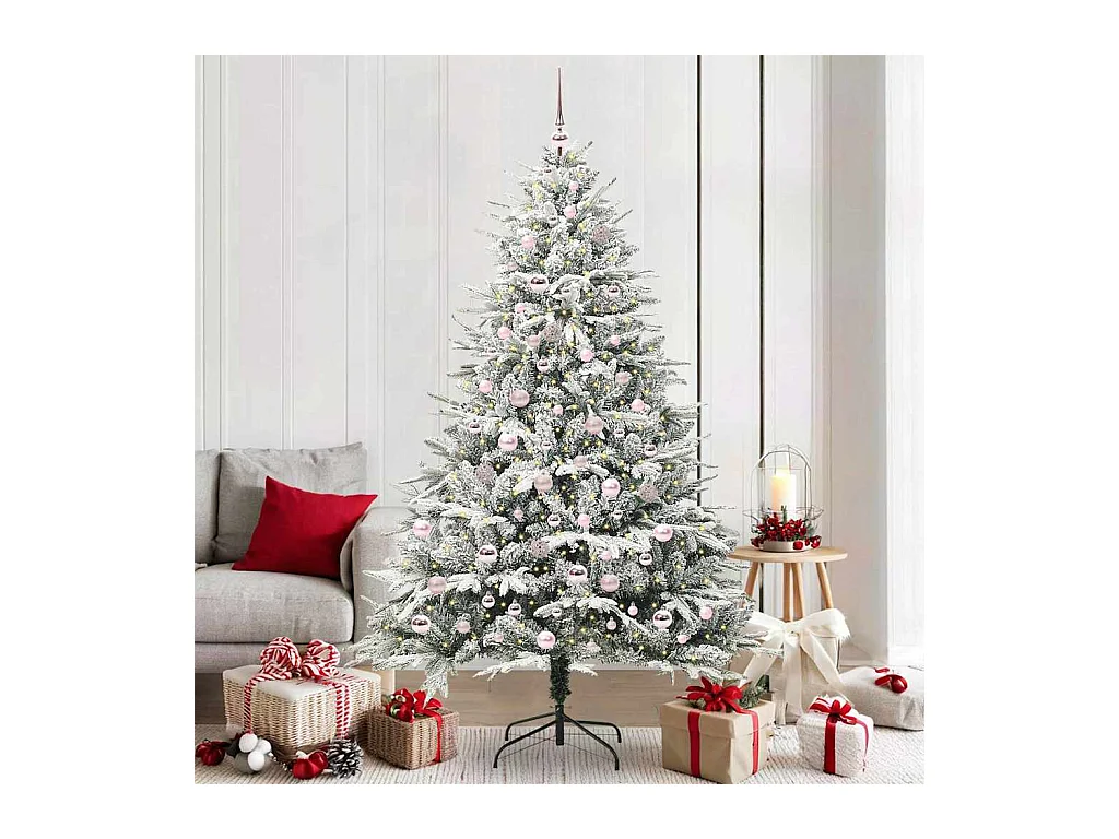 Sapin de Noël artificiel pré-éclairé avec set de boules Vert