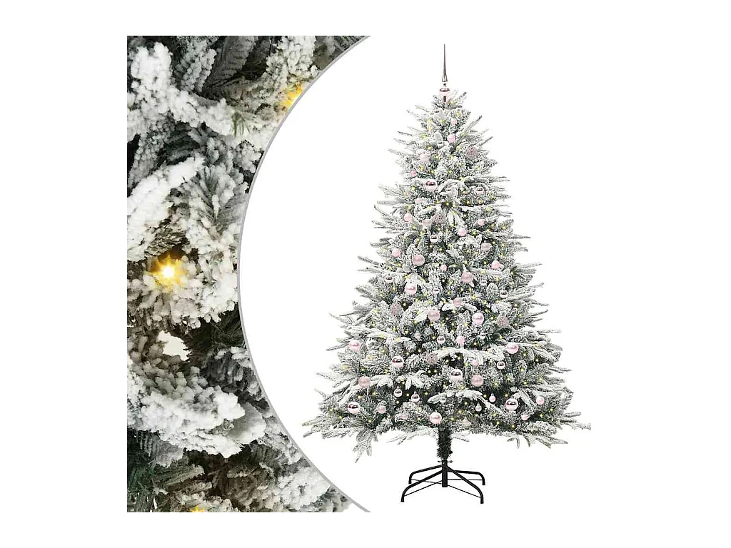 Sapin de Noël artificiel pré-éclairé avec set de boules Vert