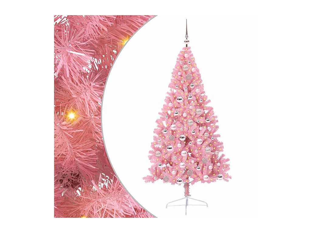 Sapin de Noël artificiel pré-éclairé Rose 180 cm PVC