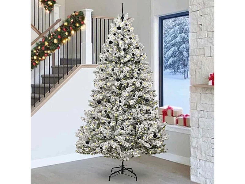 Árvore de Natal Artificial Verde e Branco 270 cm PVC e Metal