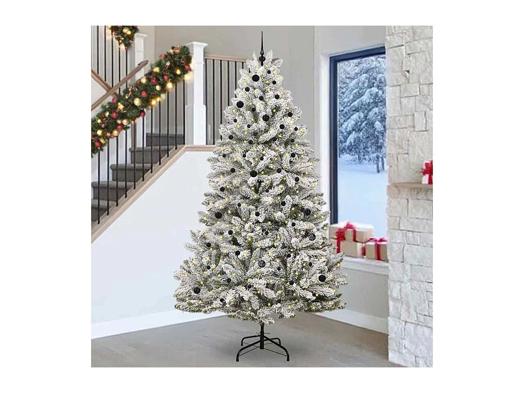 Sapin de Noël artificiel Vert et blanc 270 cm PVC et métal