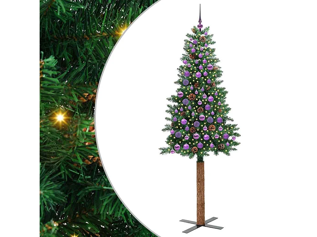 Árvore de Natal Slim com 300 LEDs com suporte Verde 210 cm