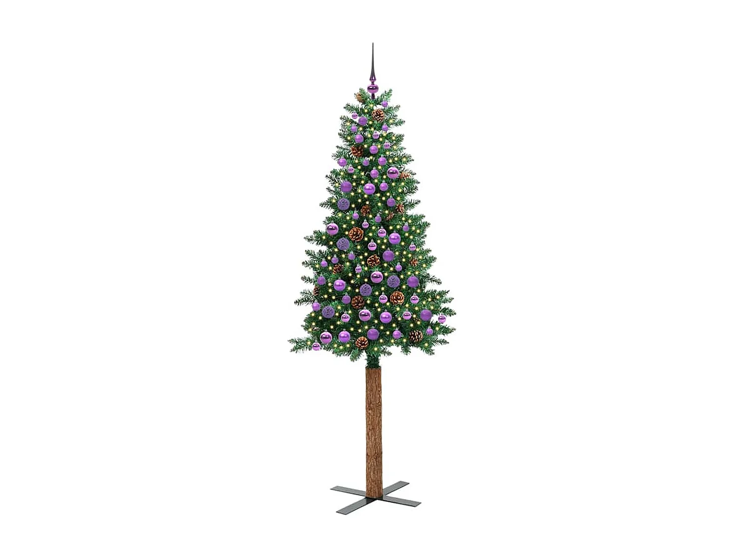 Árvore de Natal Slim com 300 LEDs com suporte Verde 210 cm