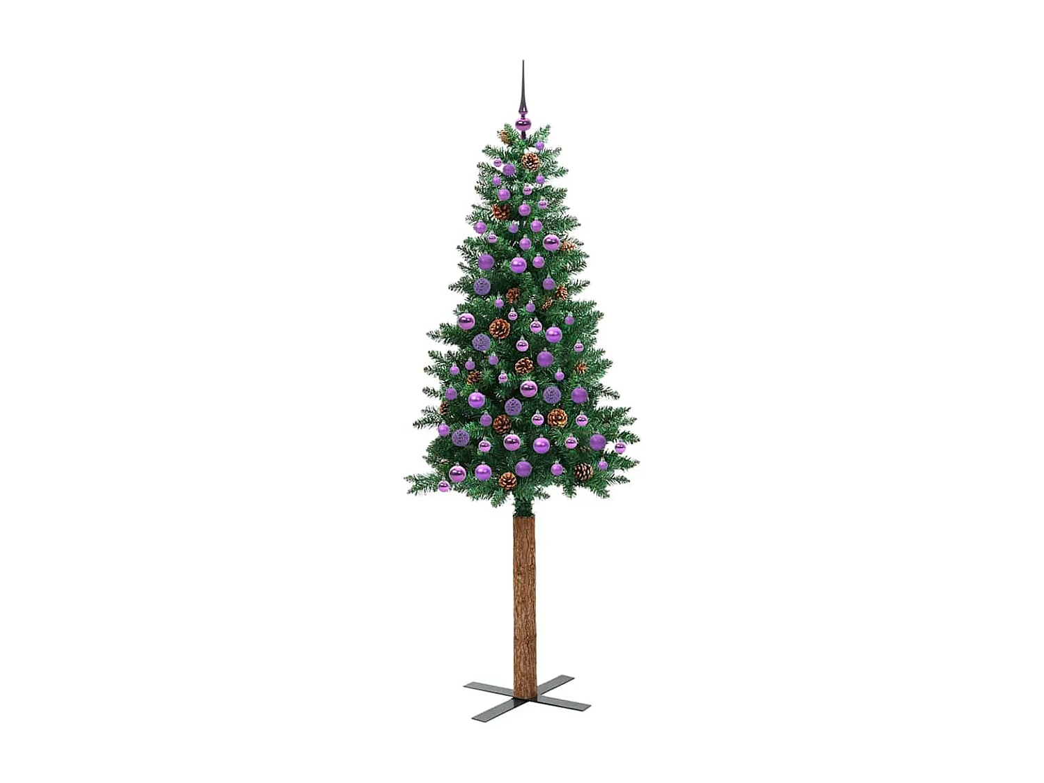 Árvore de Natal Slim com 300 LEDs com suporte Verde 210 cm
