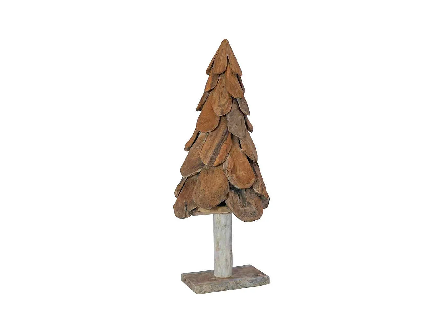 Sapin de Noël avec support Marron 90 cm Bois de teck solide