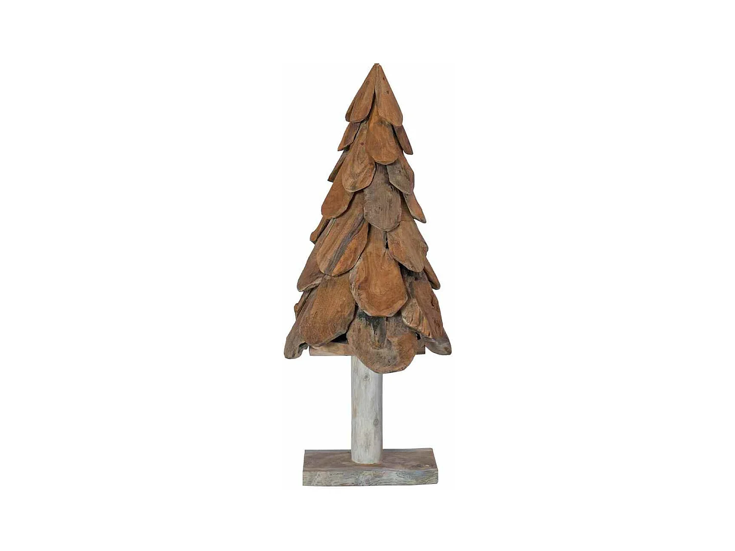 Sapin de Noël avec support Marron 90 cm Bois de teck solide