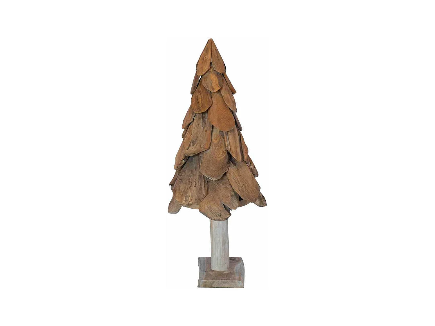 Sapin de Noël avec support Marron 90 cm Bois de teck solide