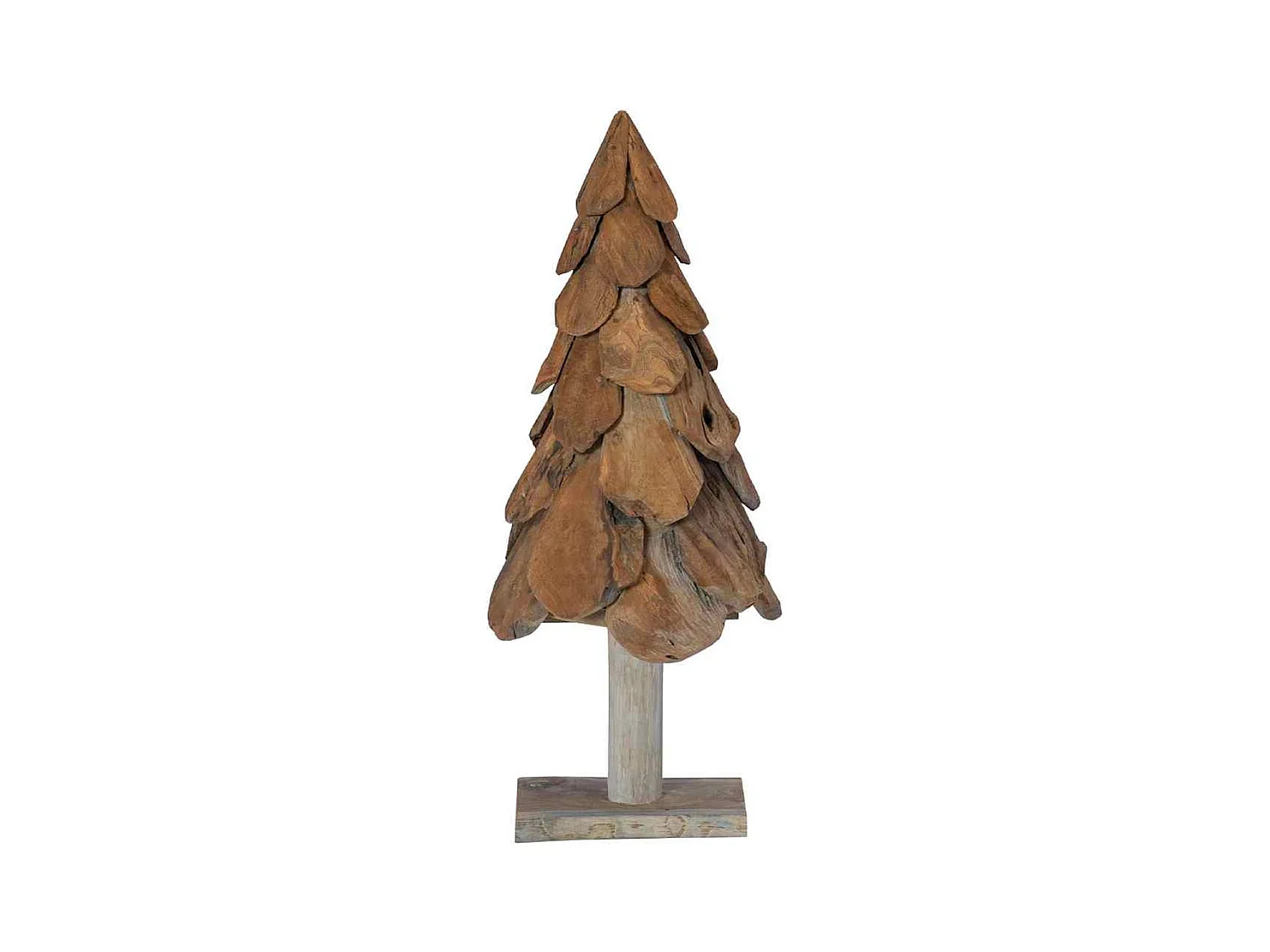 Sapin de Noël avec support Marron 90 cm Bois de teck solide