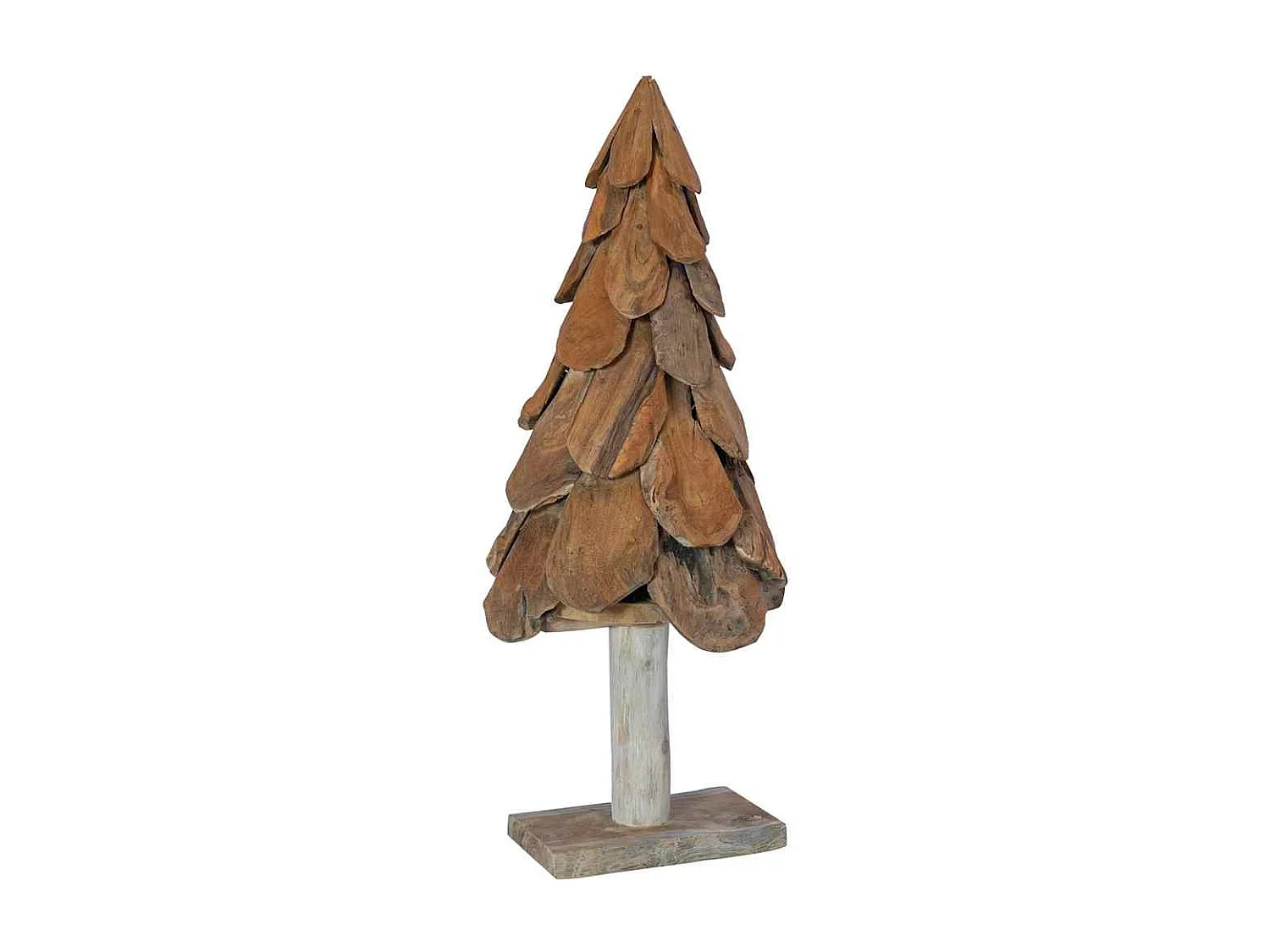 Sapin de Noël avec support Marron 90 cm Bois de teck solide