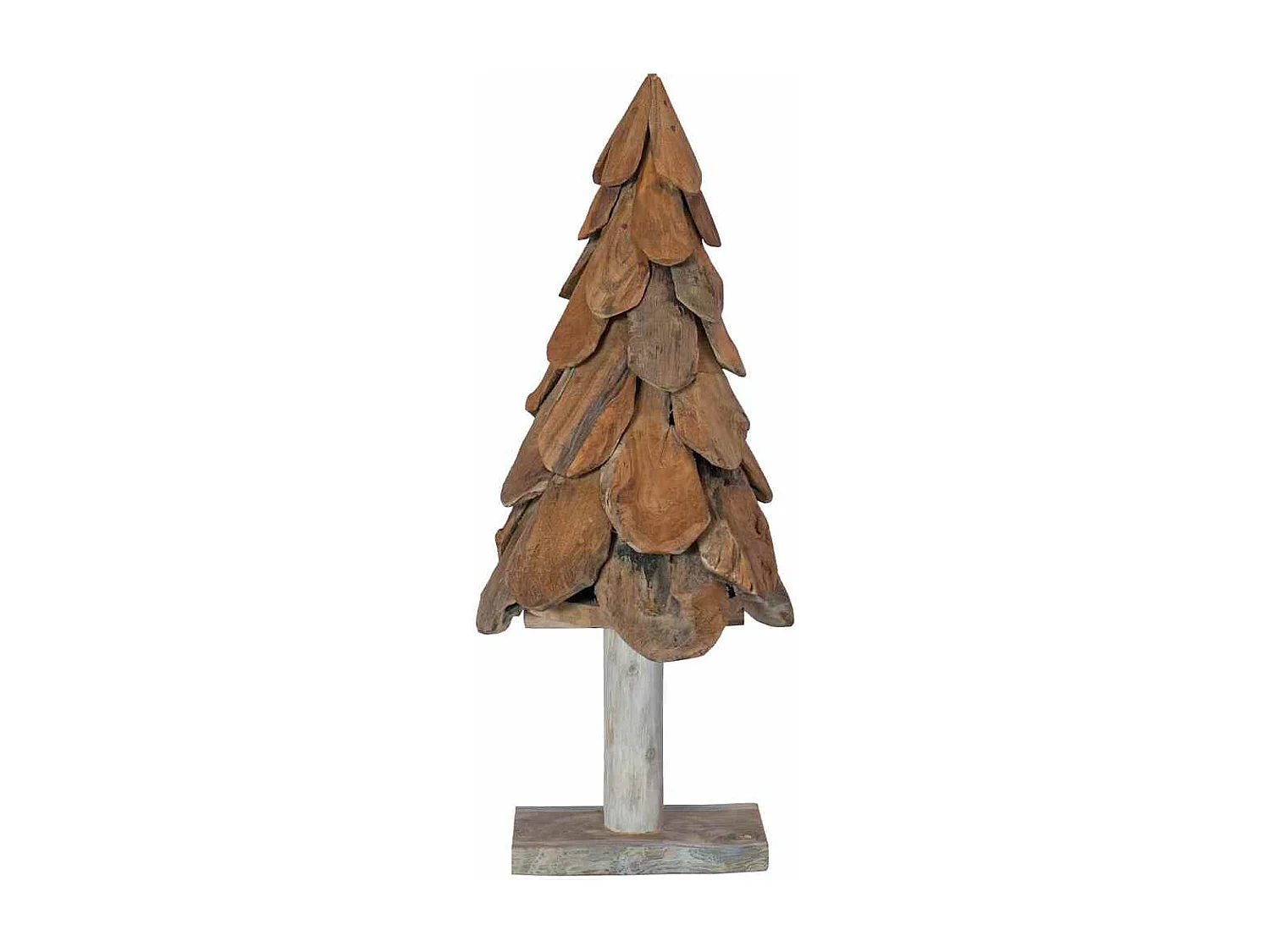 Sapin de Noël avec support Marron 90 cm Bois de teck solide