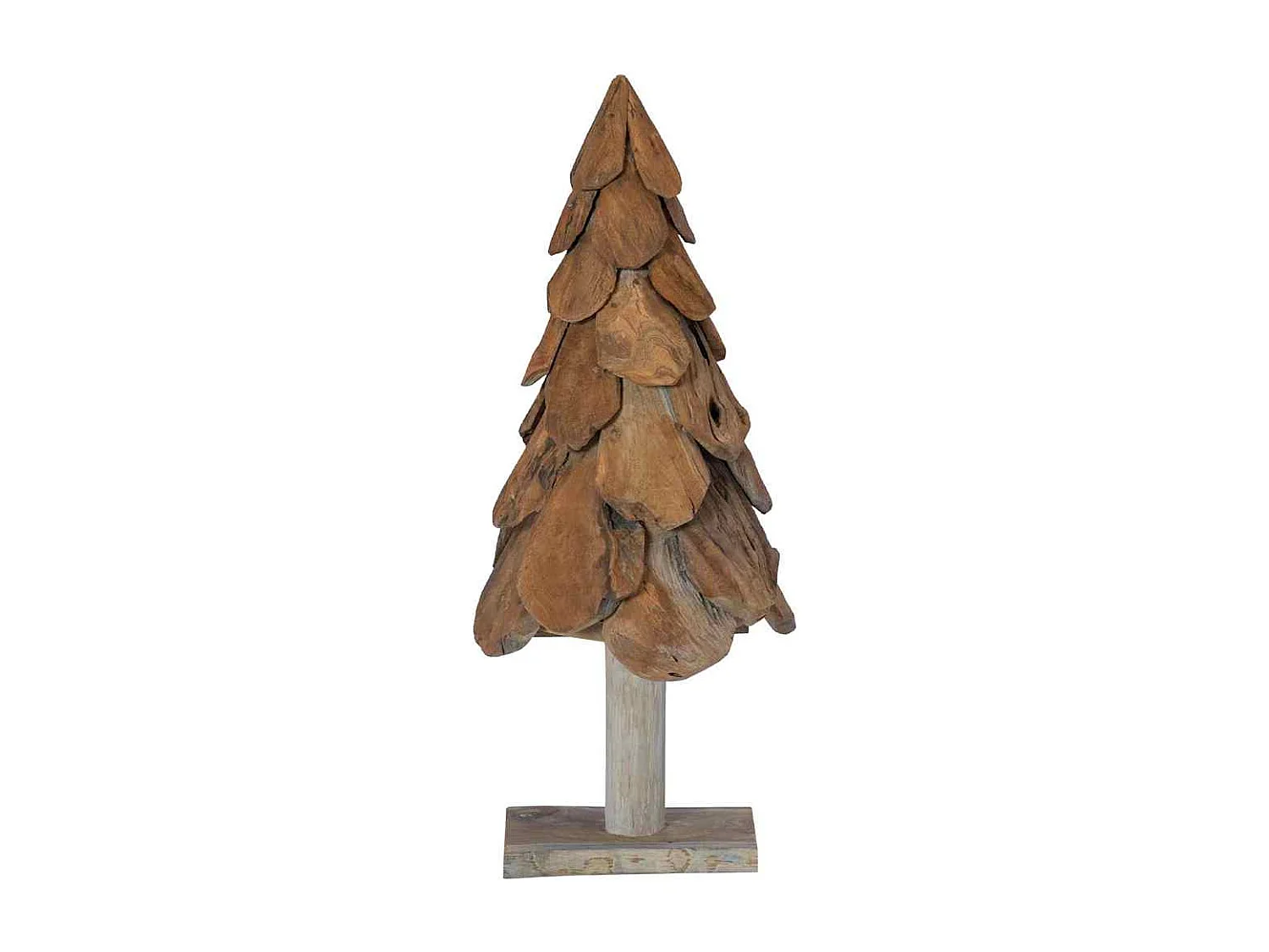 Sapin de Noël avec support Marron 90 cm Bois de teck solide