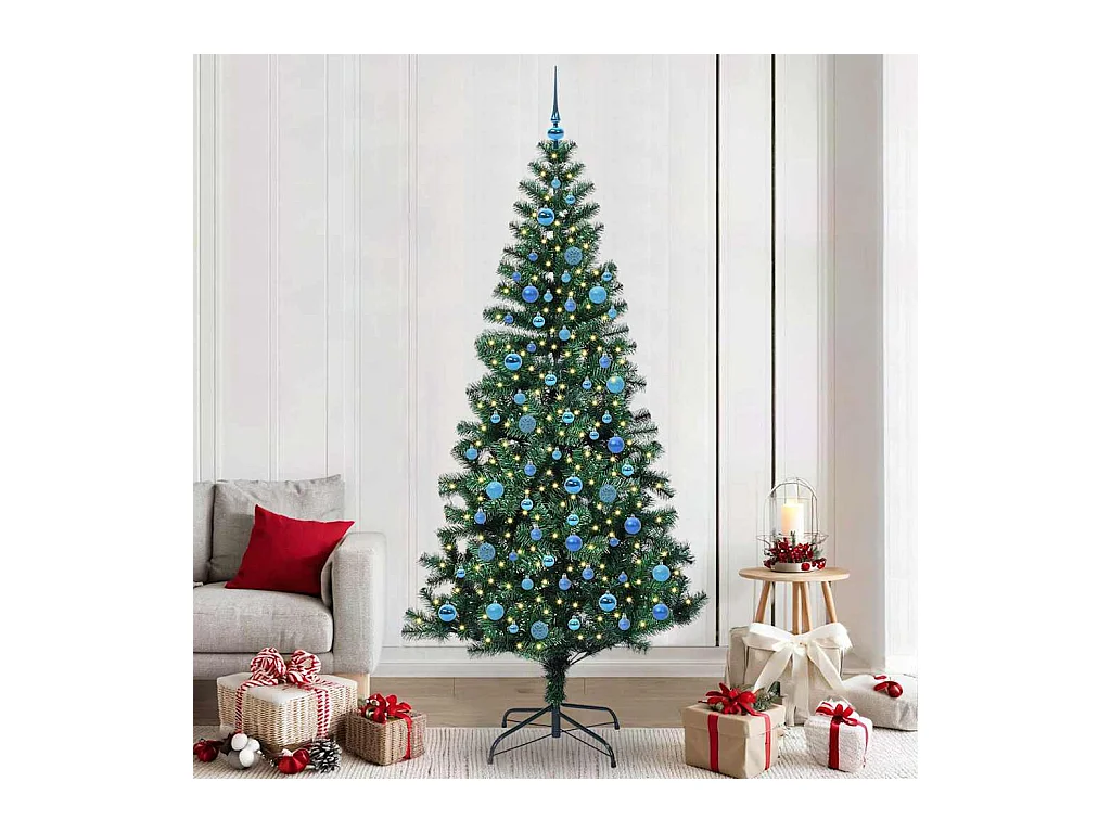 Kunststof Voorverlichte Kerstboom Groen 240 cm PVC en Metalen