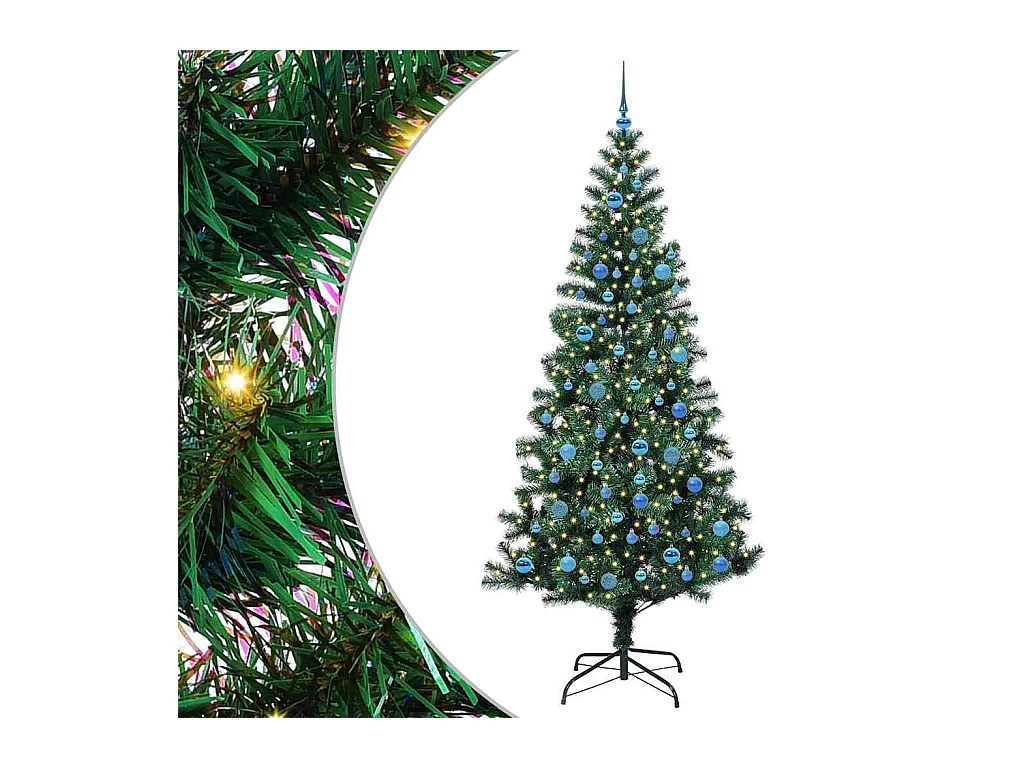 Kunststof Voorverlichte Kerstboom Groen 240 cm PVC en Metalen