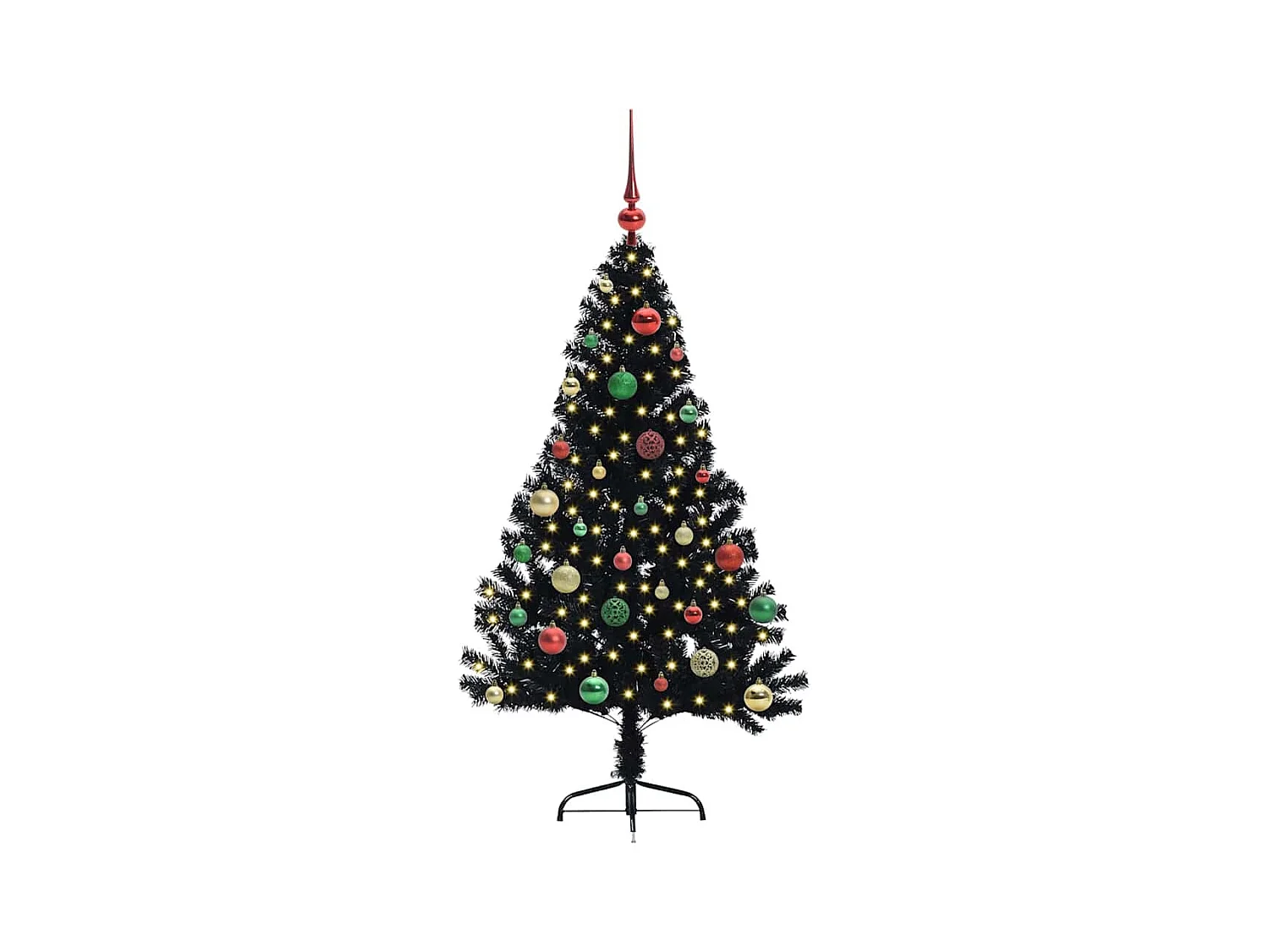 Sapin de Noël artificiel pré-éclairé Noir 150 cm PVC